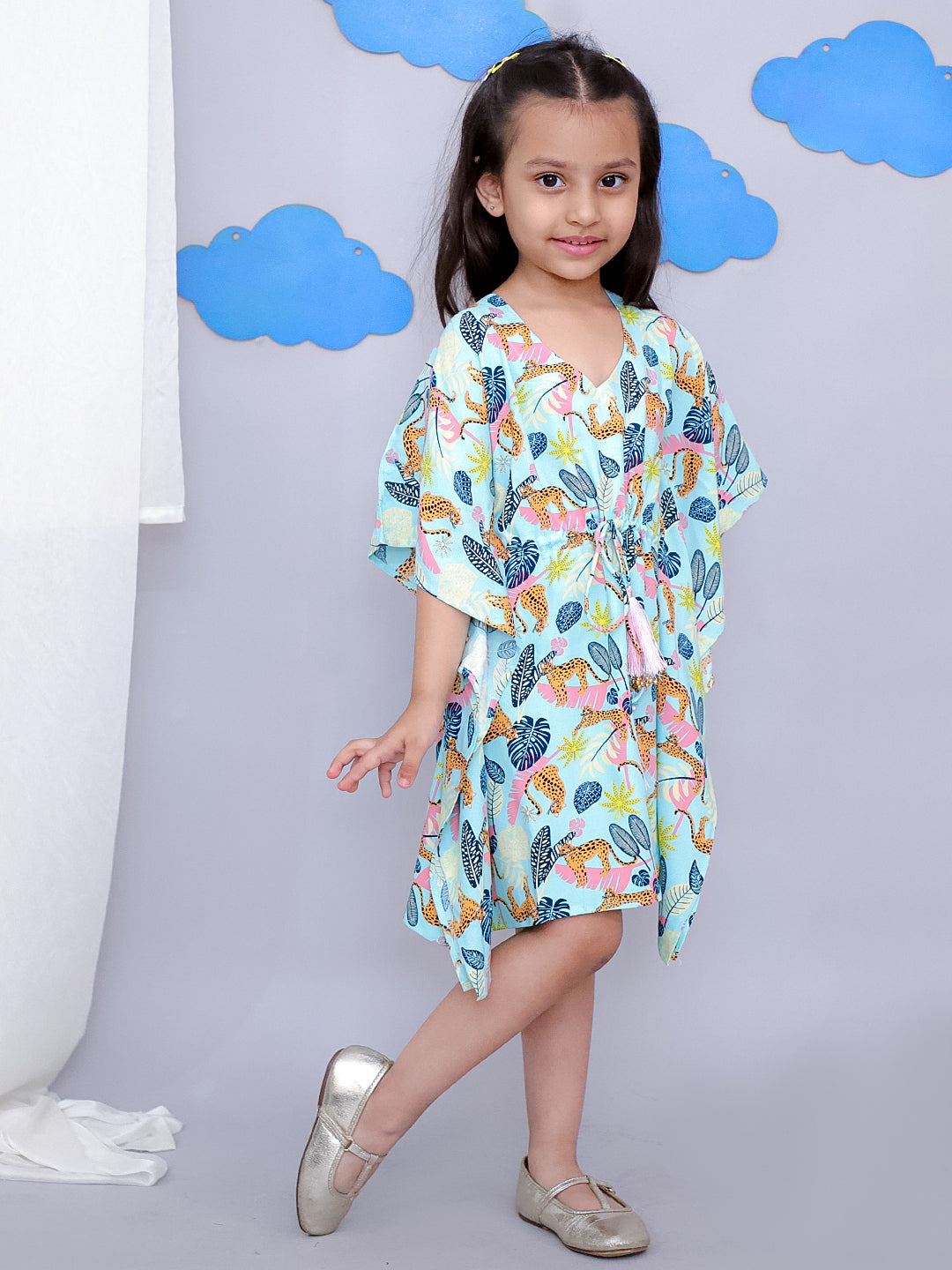 Blue tiger print kaftan