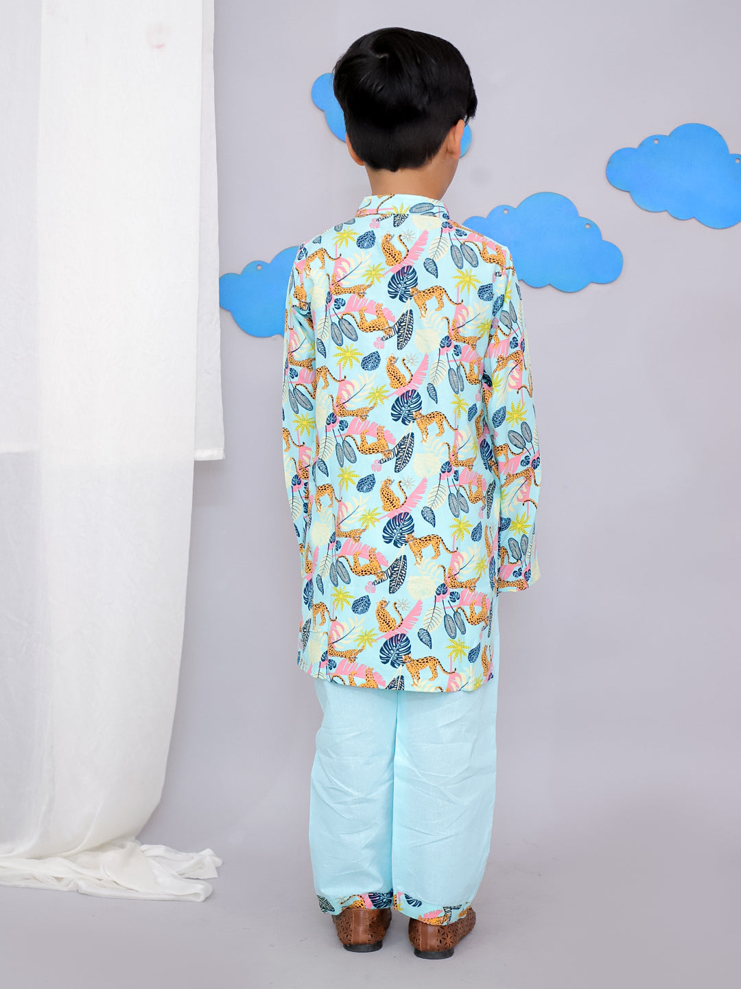 Blue tiger print kurta set