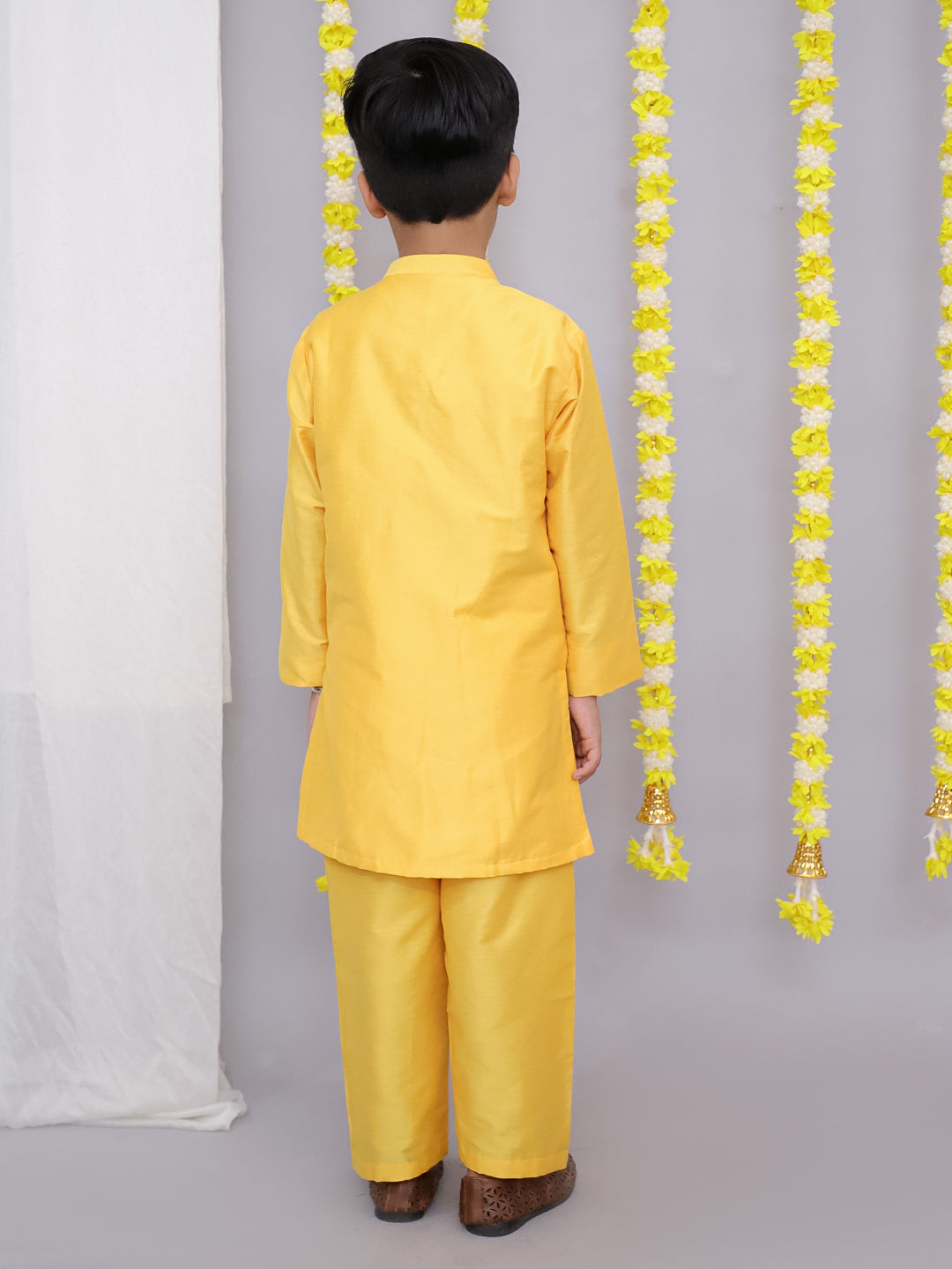 Mustard yellow emboridery kurta