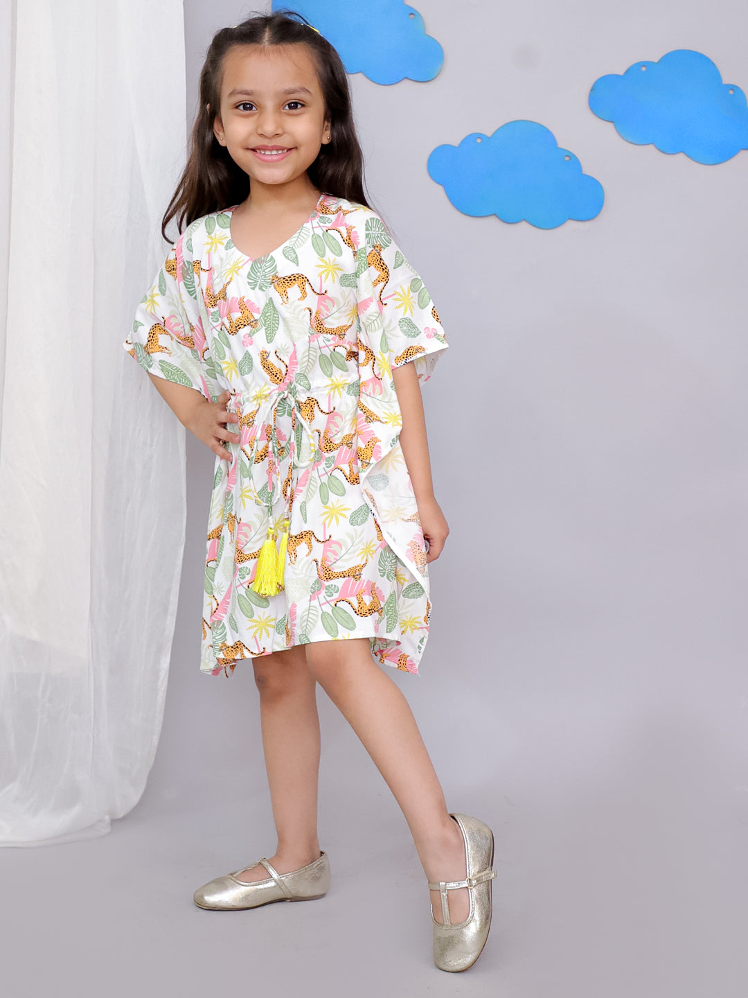White tiger print kaftan