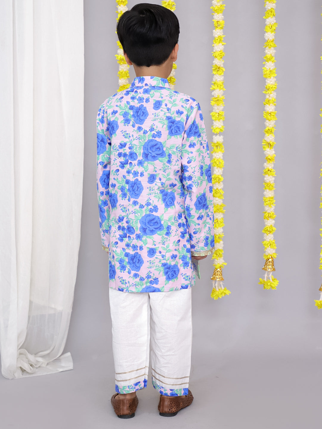 Blue rose print kurta set