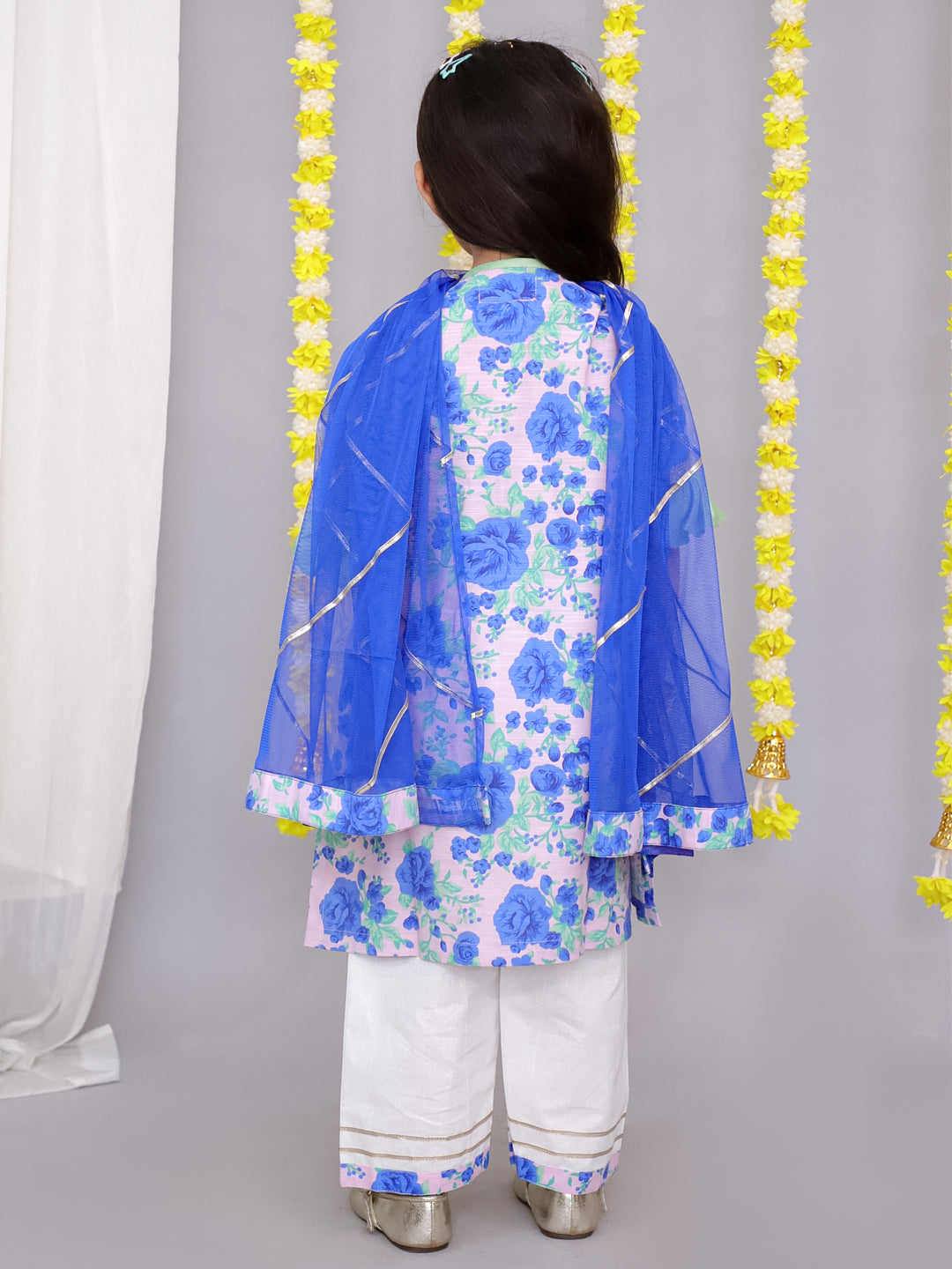 Blue rose print kurta set