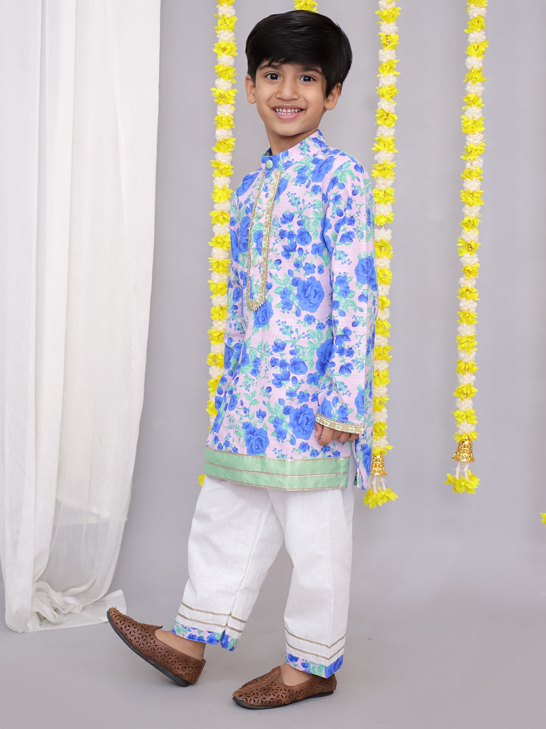 Blue rose print kurta set