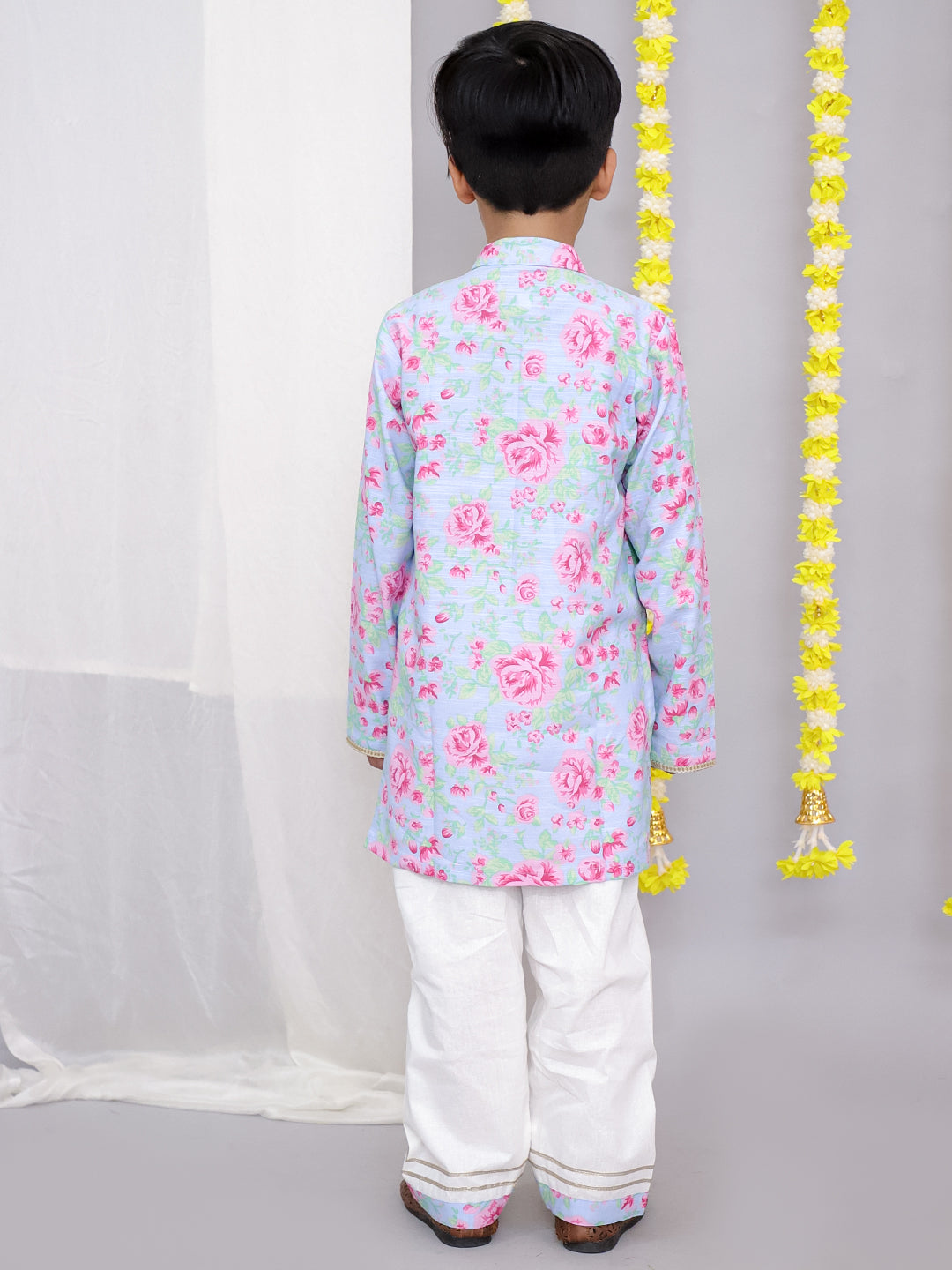 Pink rose print kurta set