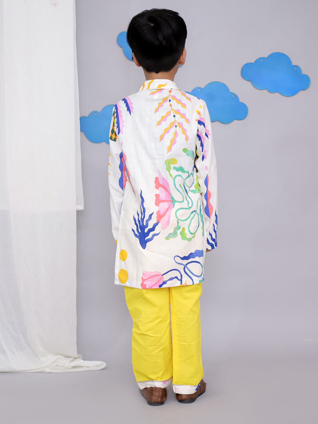 Yellow sun print kurta set