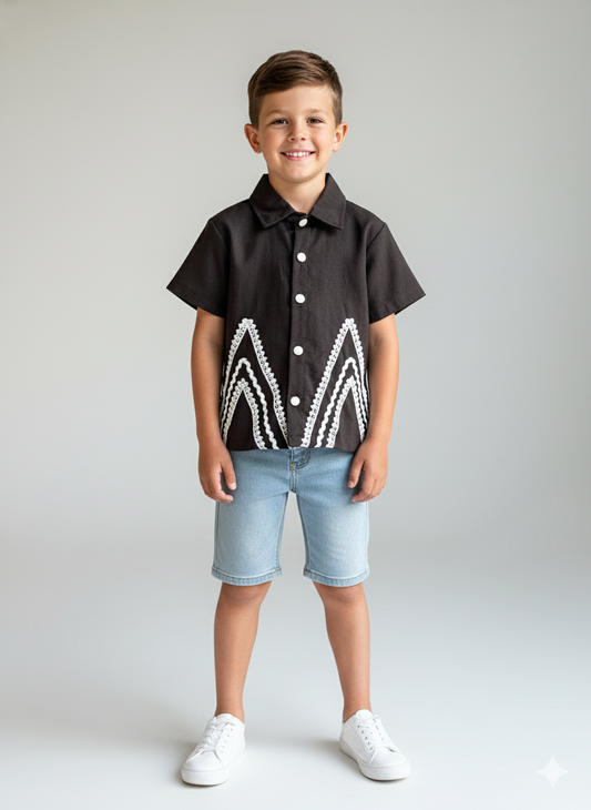 Black crochet lace shirt