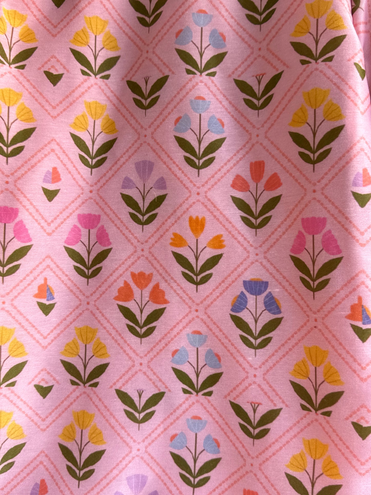 Pink geometric flower print boys kurta set