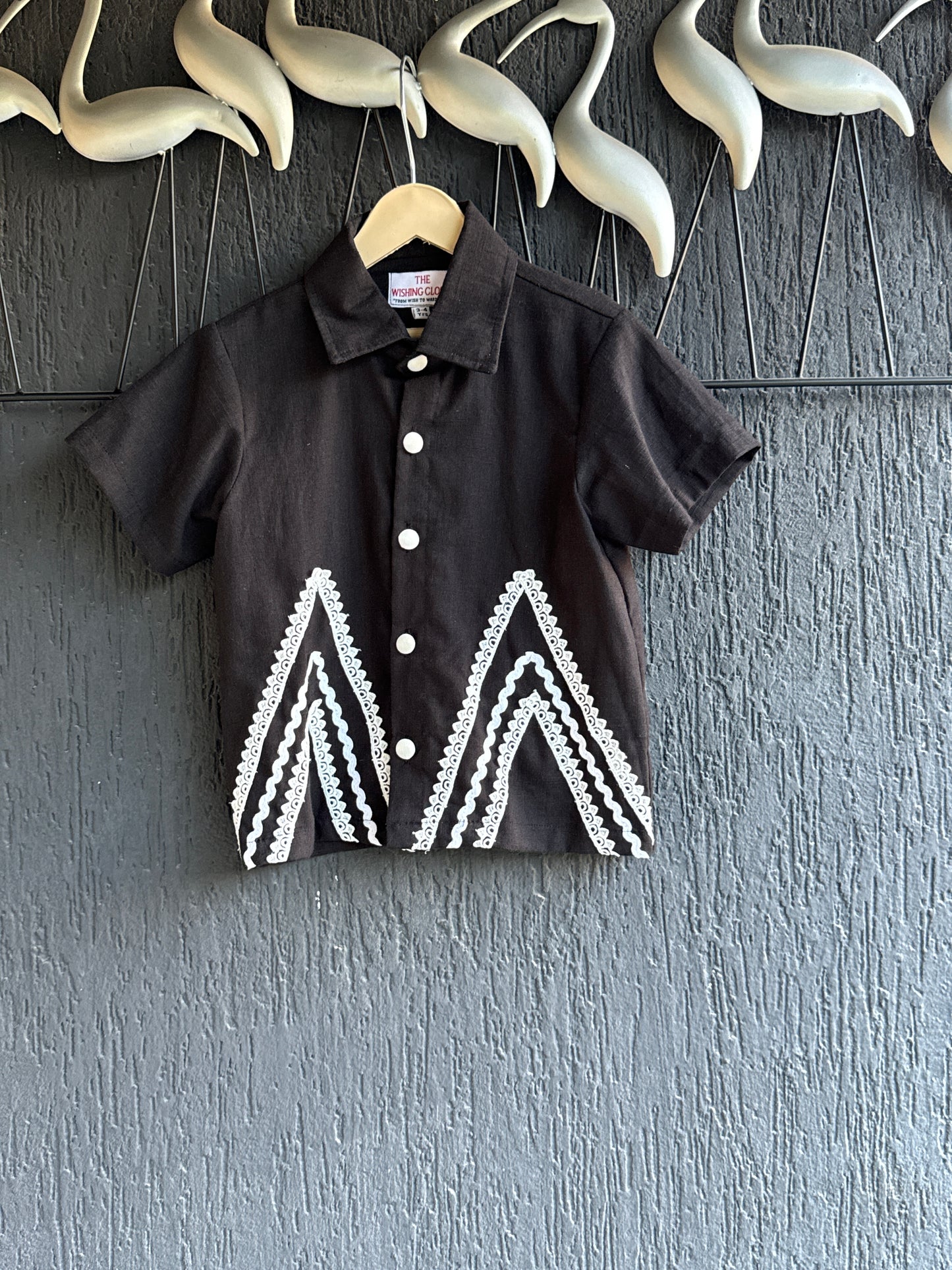 Black crochet lace shirt