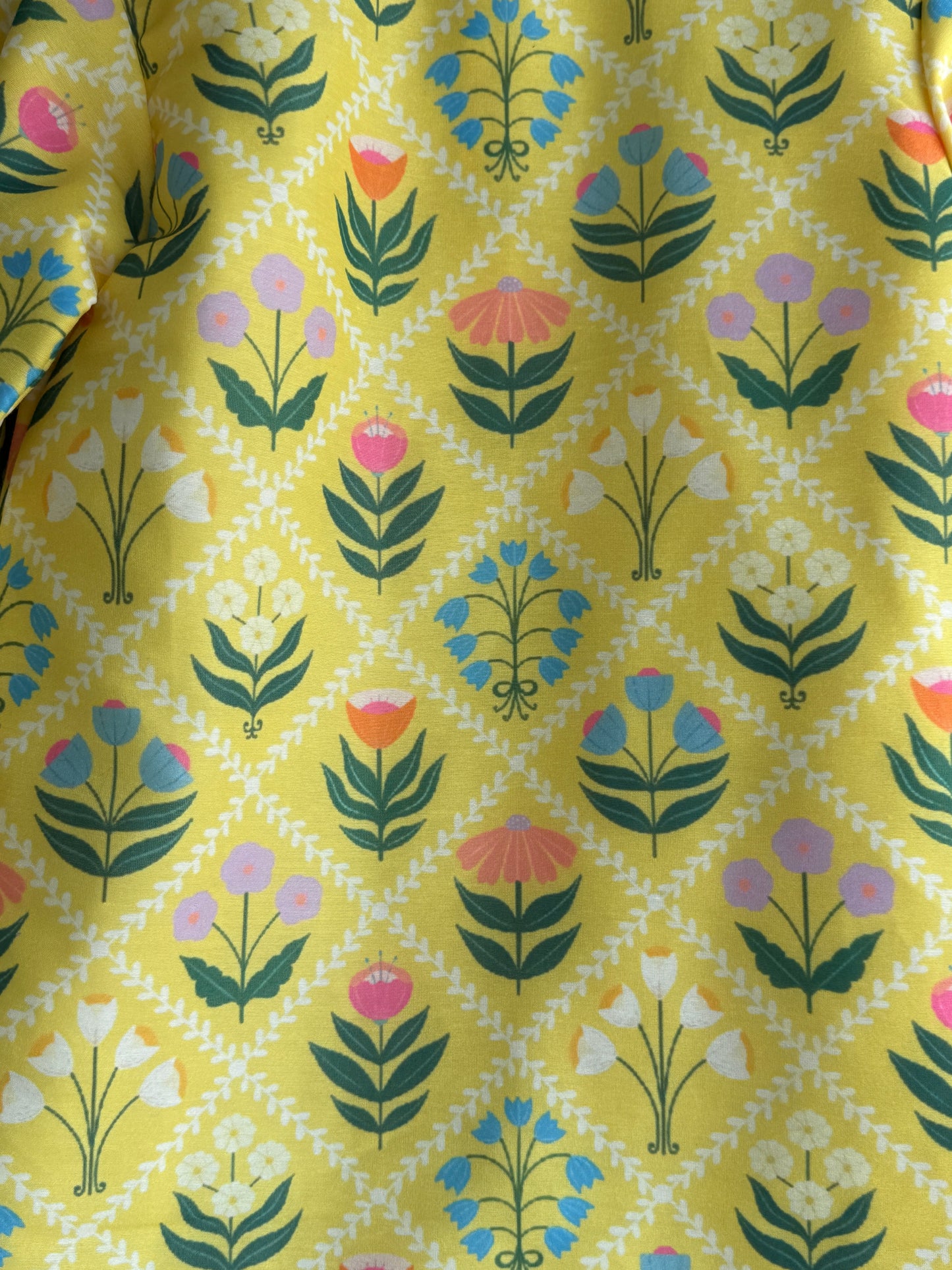 Yellow multi flower print boys kurta set