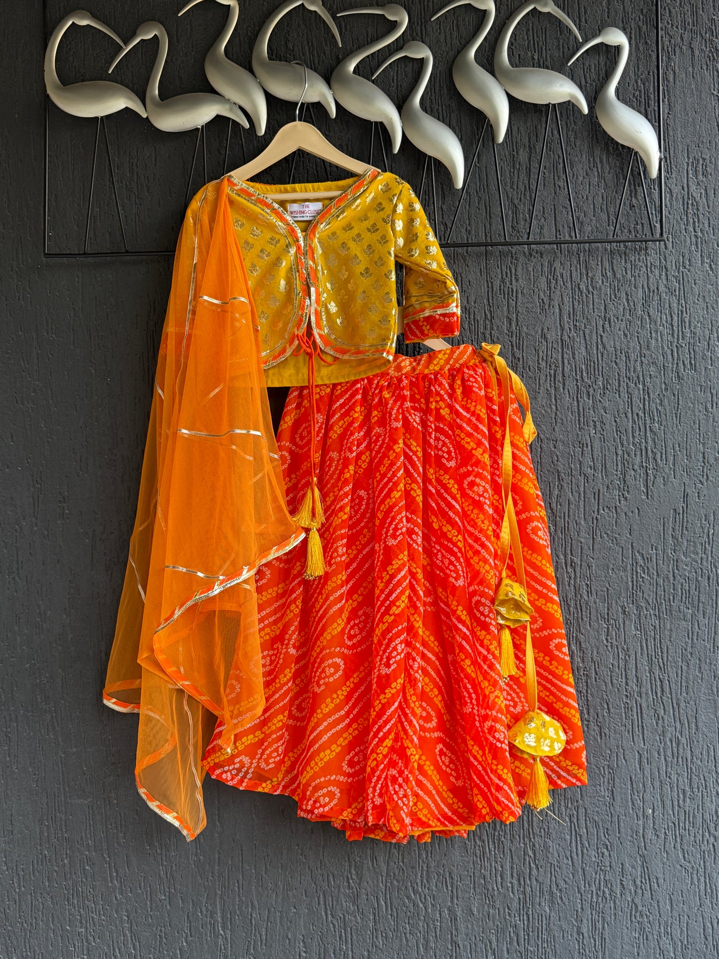 Orange leheriya lehenga choli set