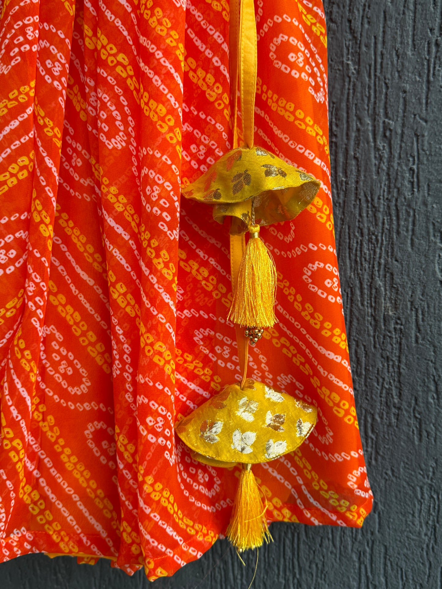 Orange leheriya lehenga choli set