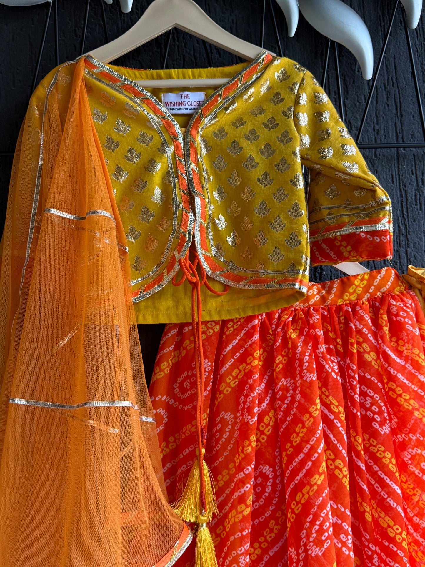 Orange leheriya lehenga choli set