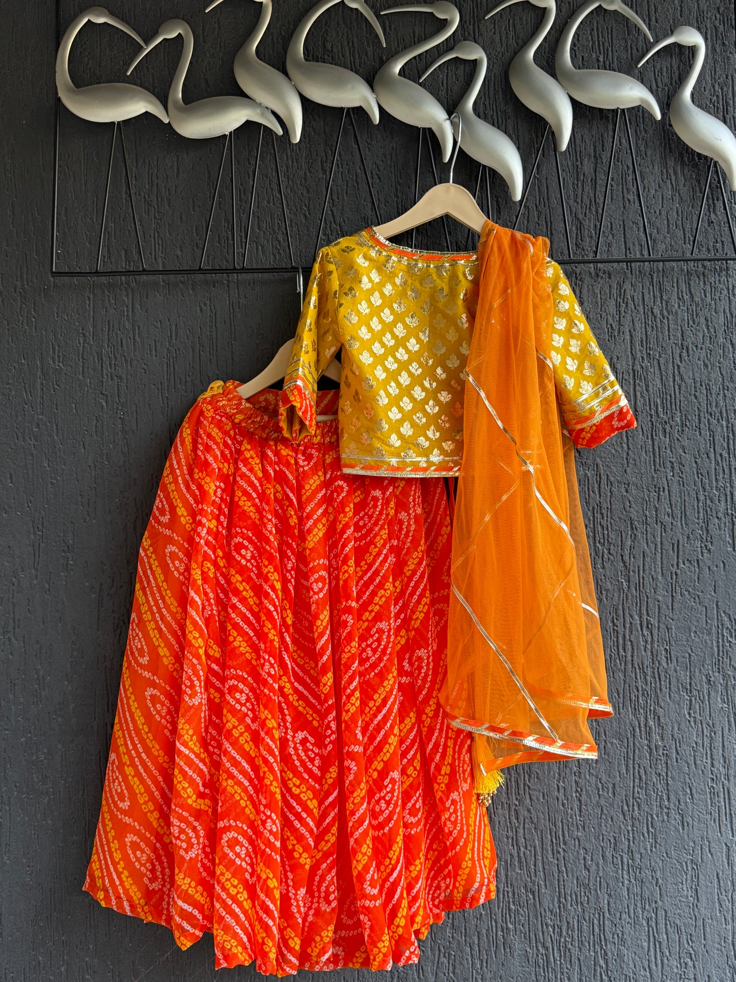 Orange leheriya lehenga choli set