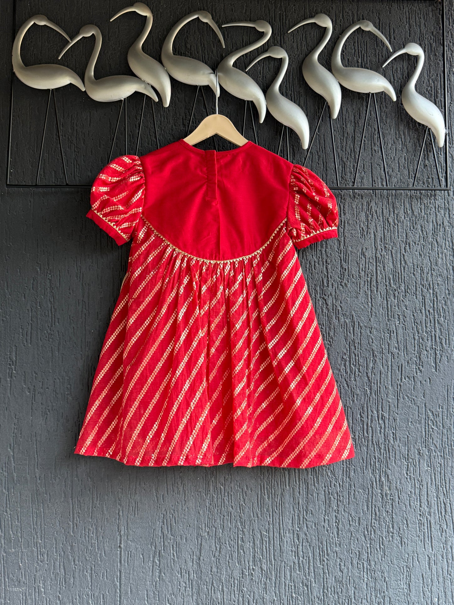 Red Chanderi A- line Dress