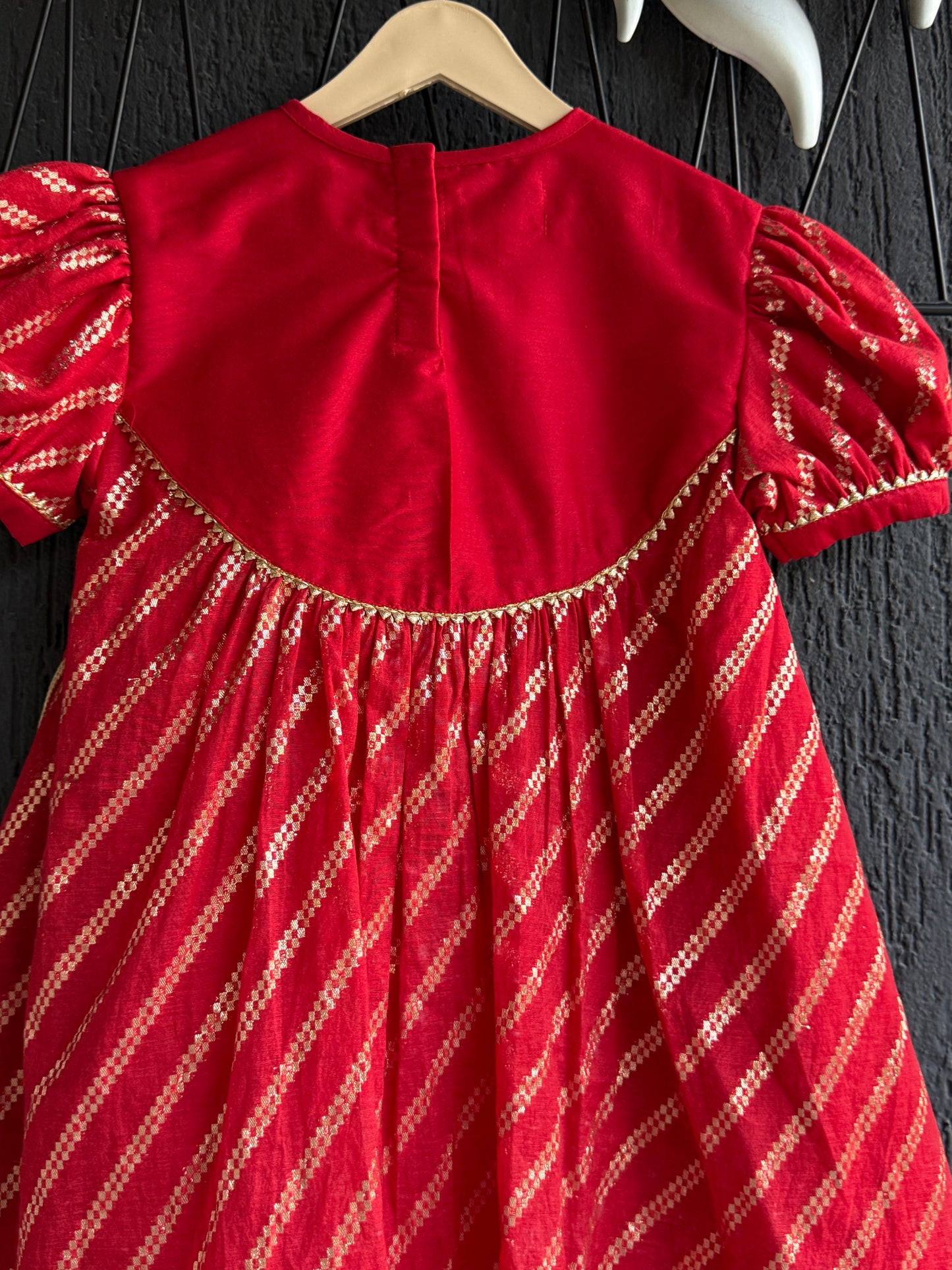 Red Chanderi A- line Dress