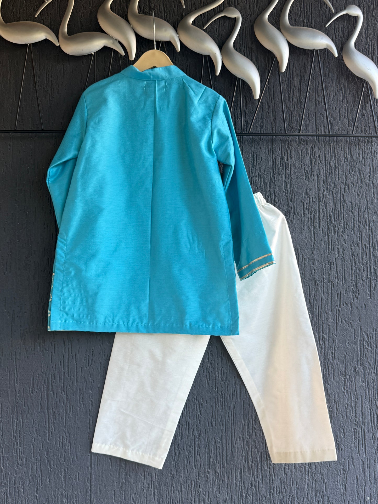 Aqua Blue Kurta Set For Boys