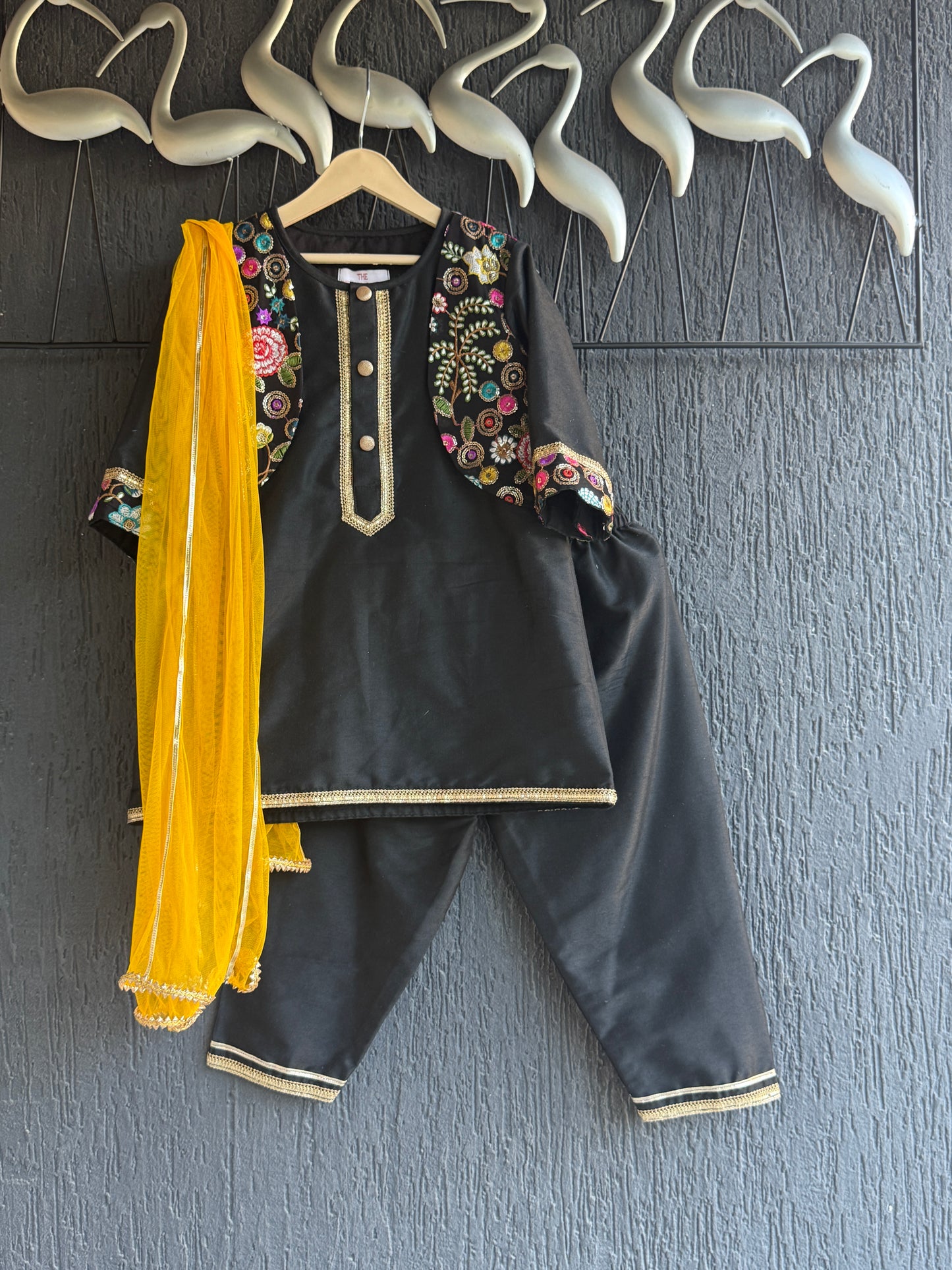 Black Embroidered Kurta Set with Dupatta