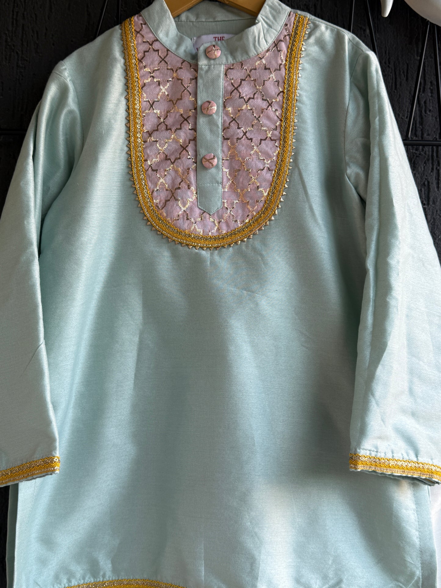 Power Blue Boys Kurta Pajama Set