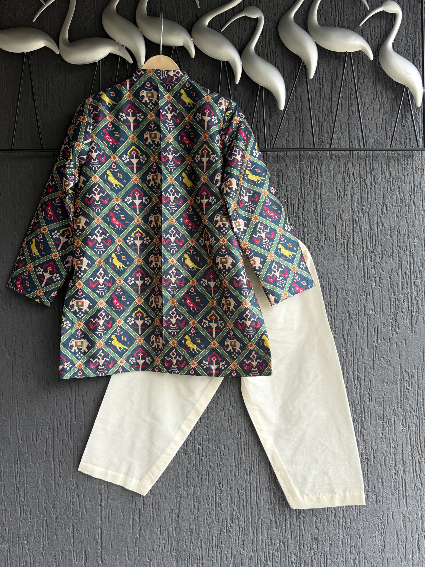 Navy Blue Patola Print Kurta Set