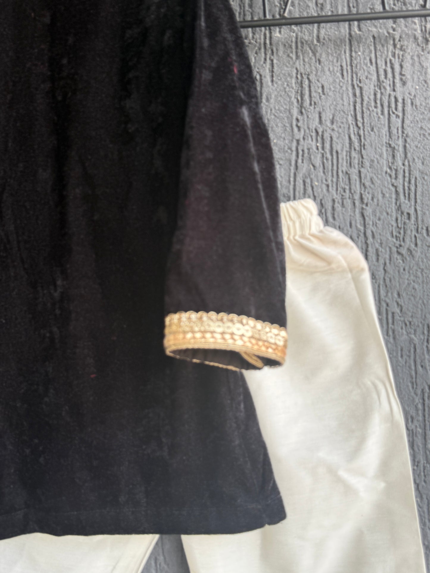 Black Velvet Kurta Set for Boys