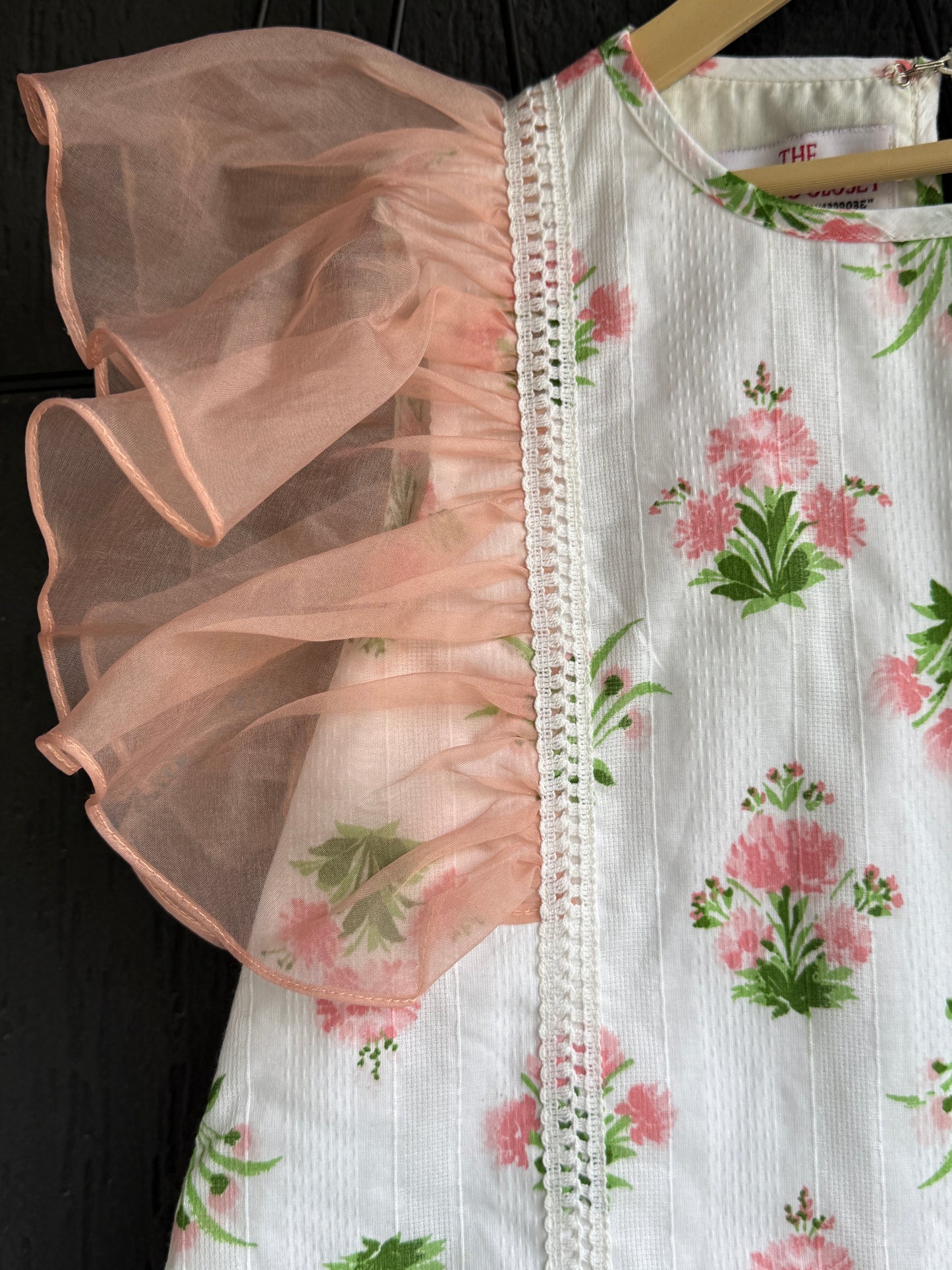 White floral print frill dress