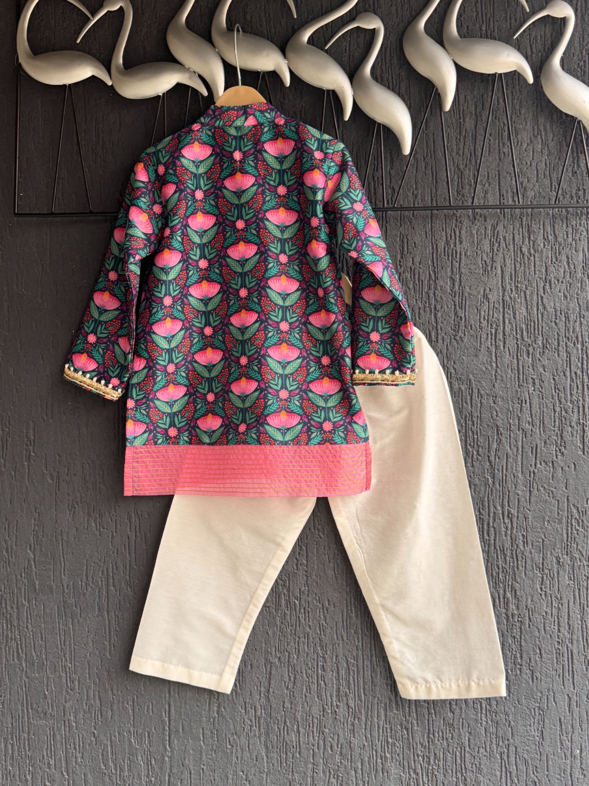 Midnight blue floral print kurta set