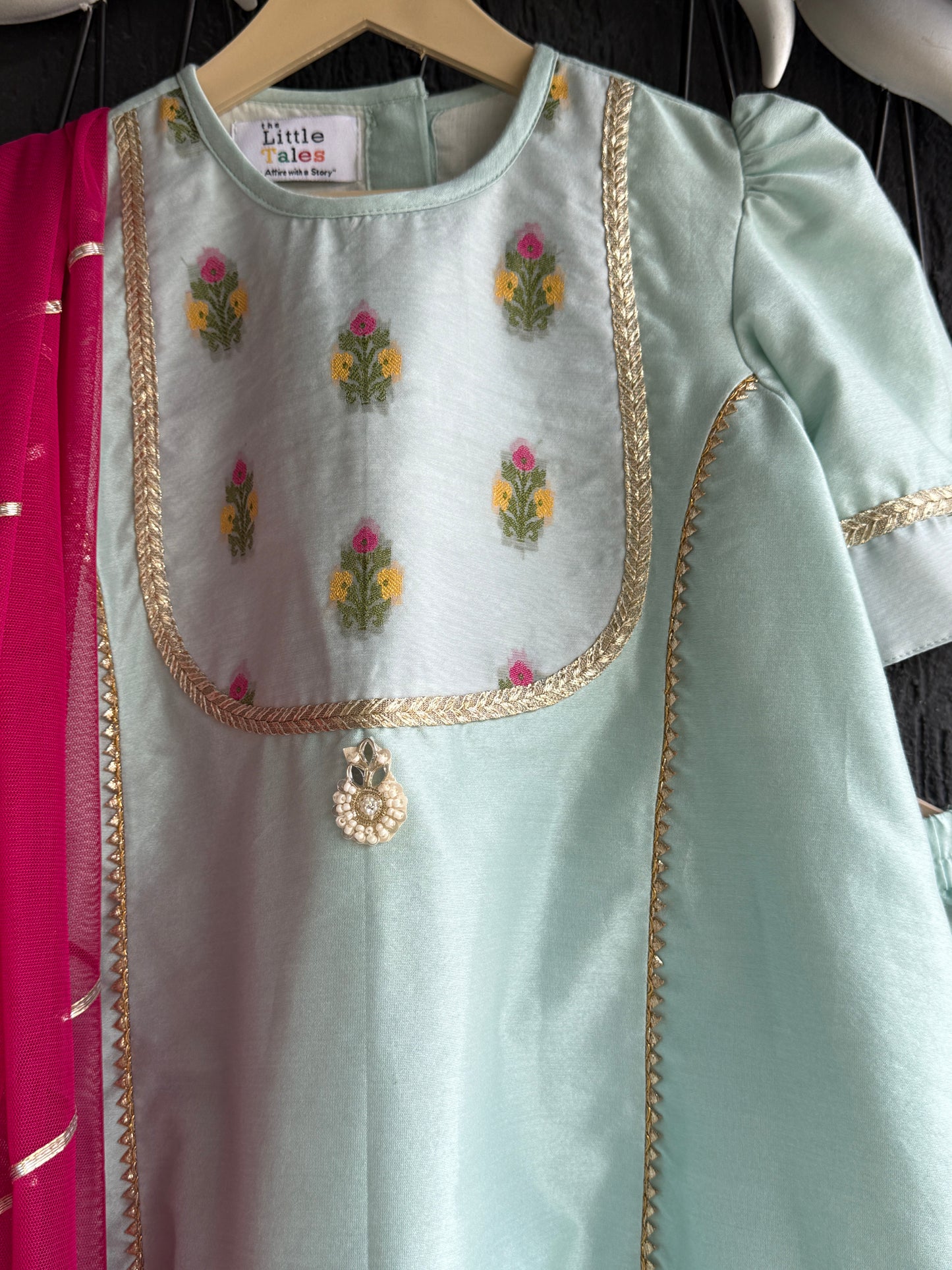 Blue silk kurta set