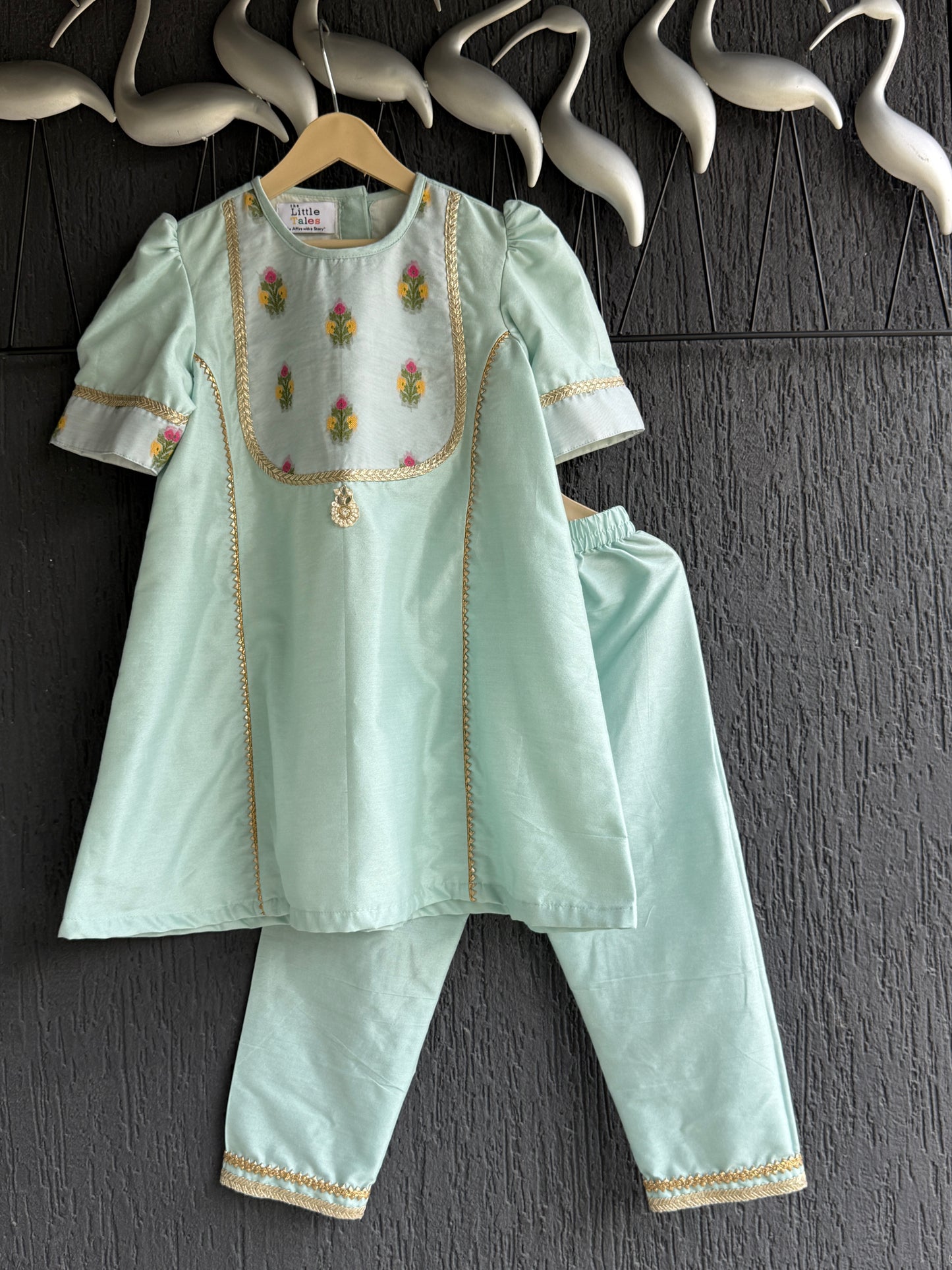 Blue silk kurta set