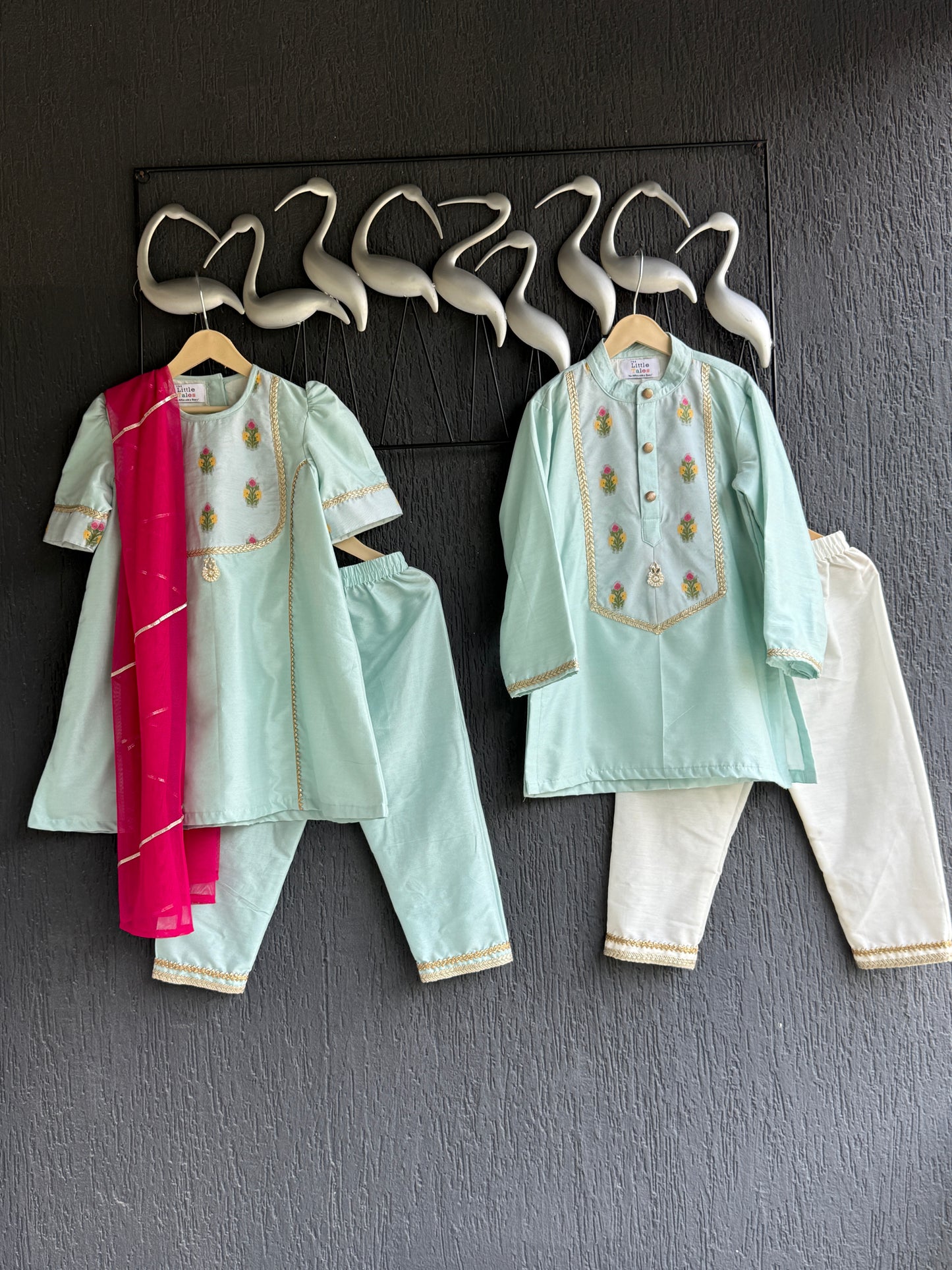 Blue silk kurta set