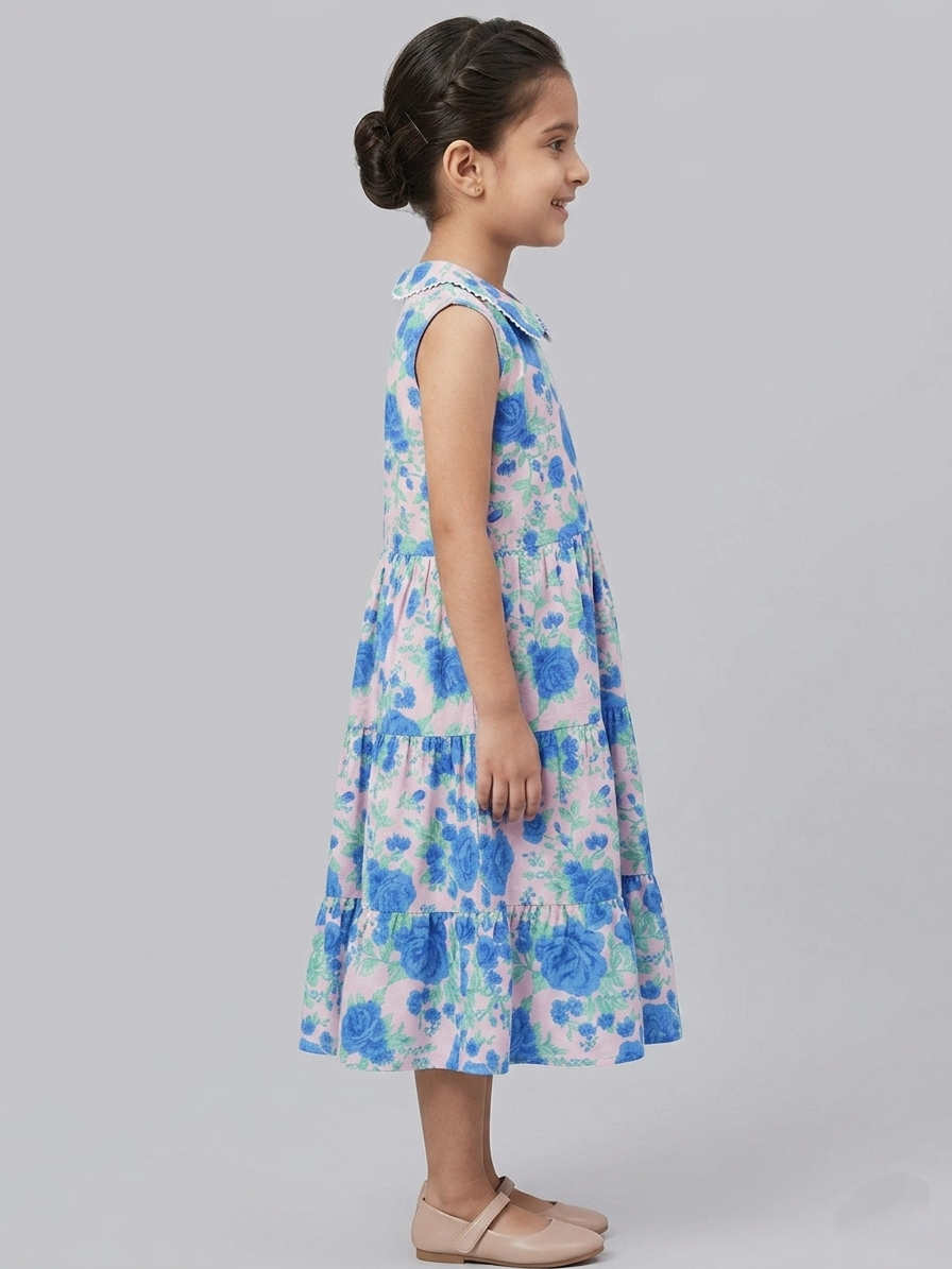 Blue rose Peter Pan Tiered Dress