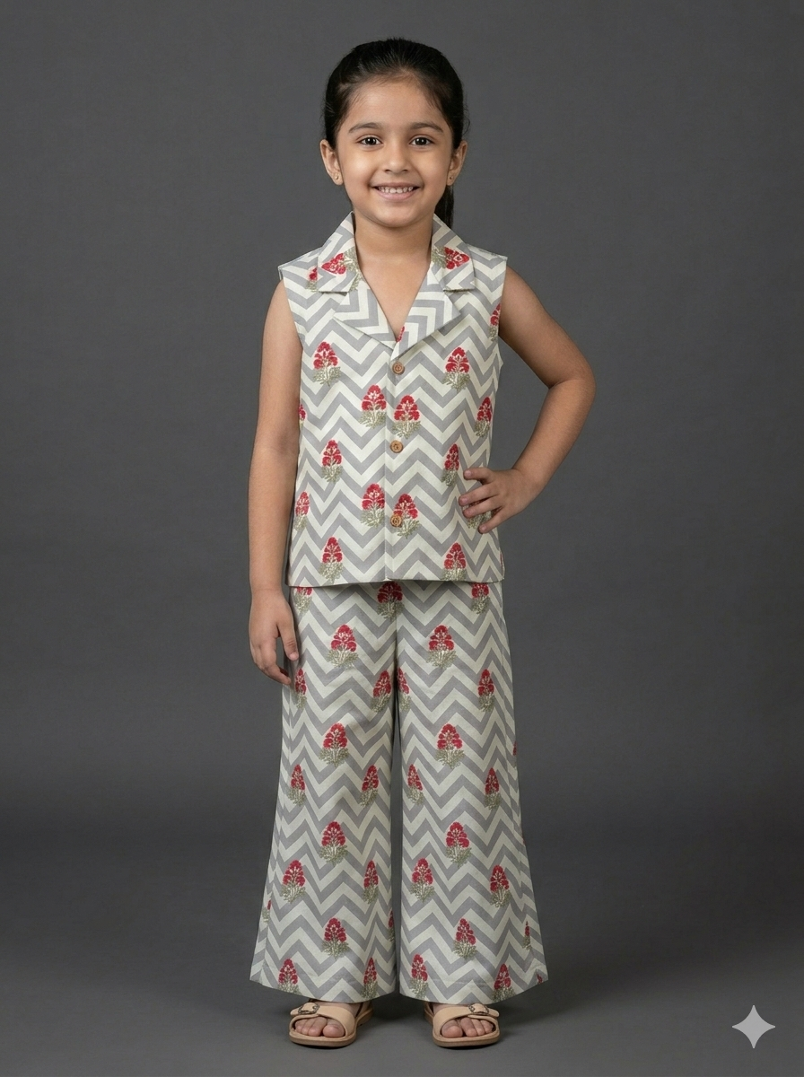 Grey floral print co-ord set