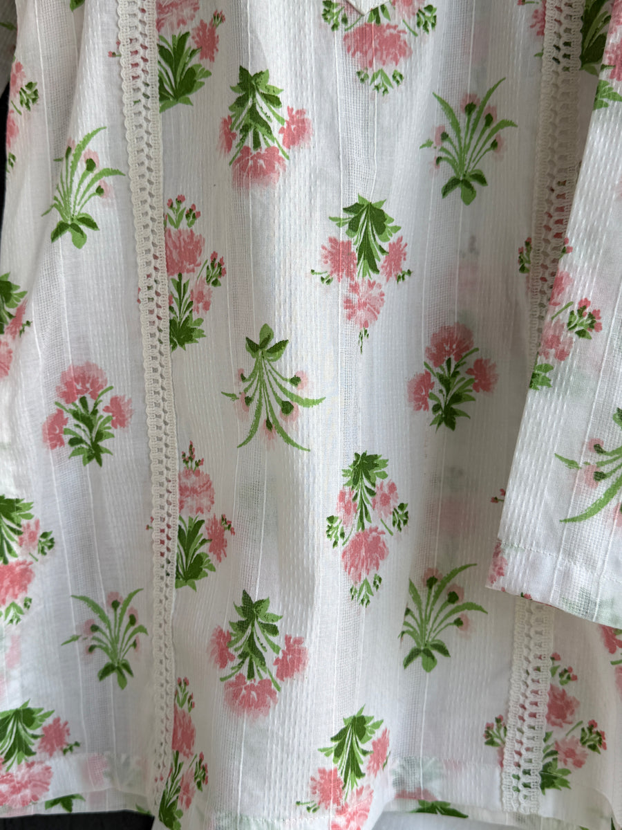 off white floral print kurta set