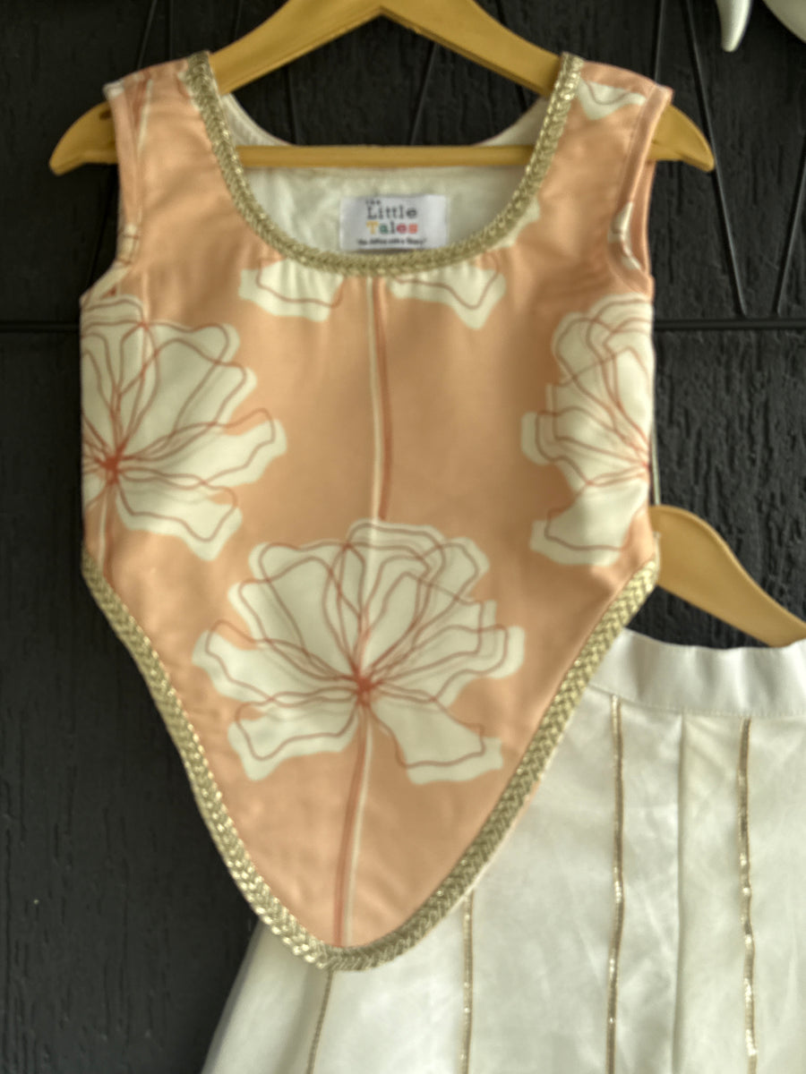 Pink asymmetric crop top with flared palazzo set