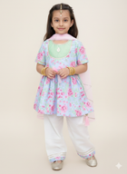 Pink rose print kurta set