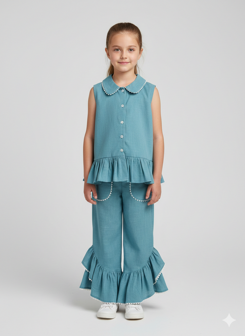 Teal Petal & Peplum Co-ord Set
