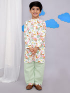 White tiger print kurta set