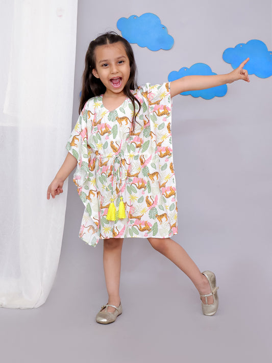 White tiger print kaftan