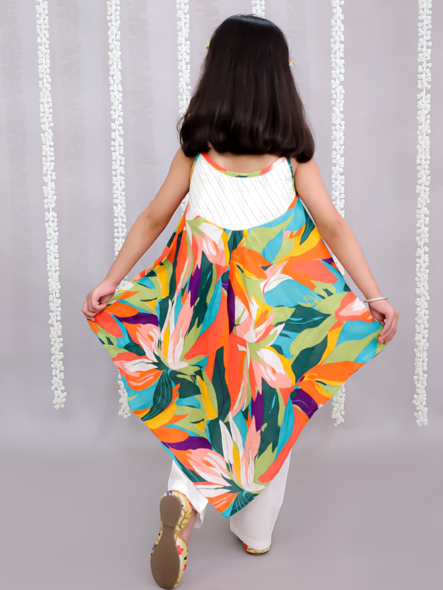 Parrot print strap dress