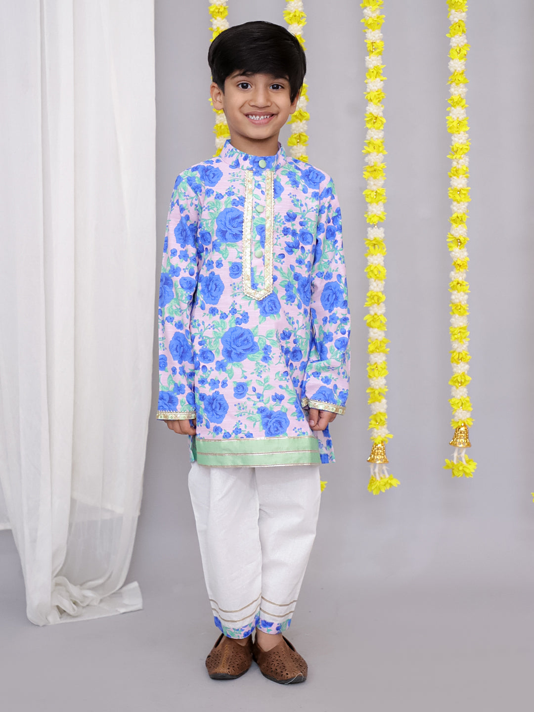 Blue rose print kurta set