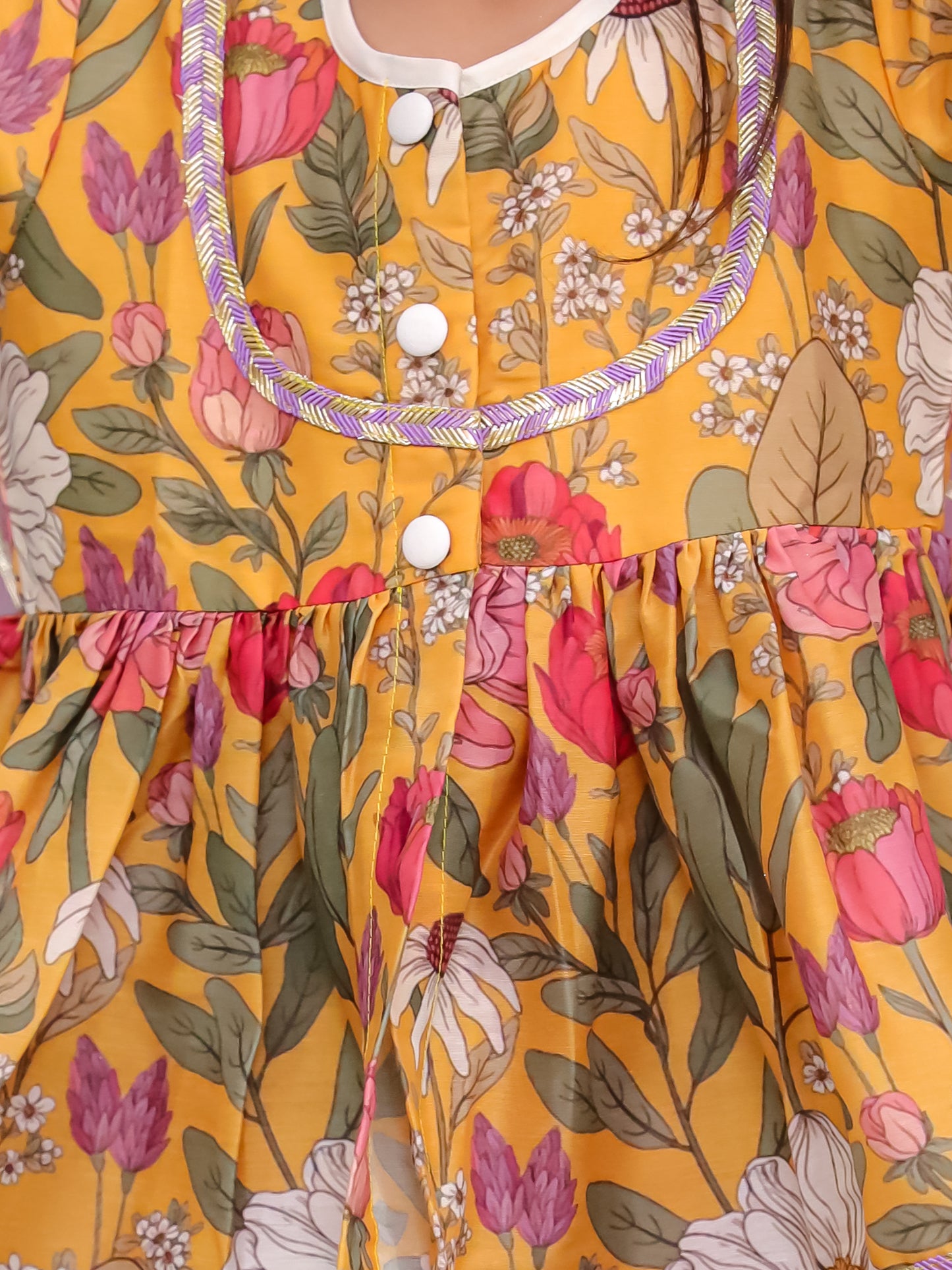Orange flower print angrakha set