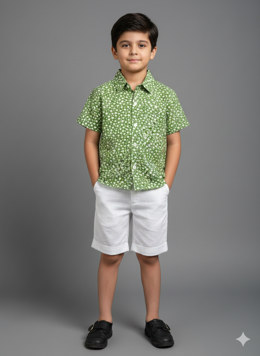 Green summer shirt with shorts
