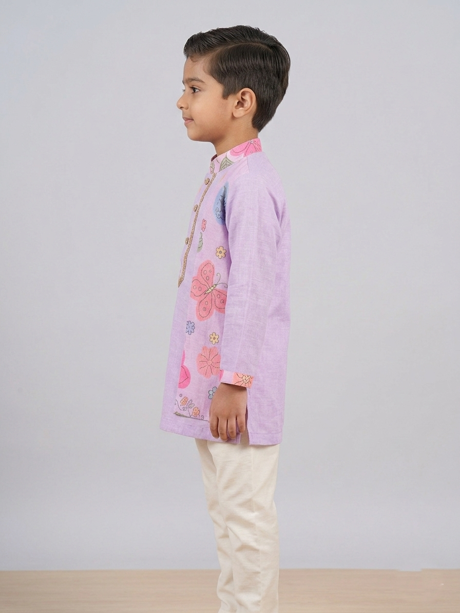 Lilac print kurta set