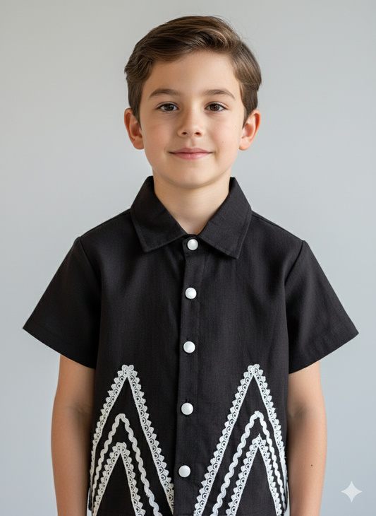 Black crochet lace shirt