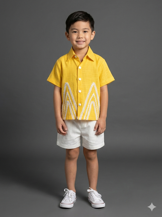 Yellow summer shirt with white shorts
