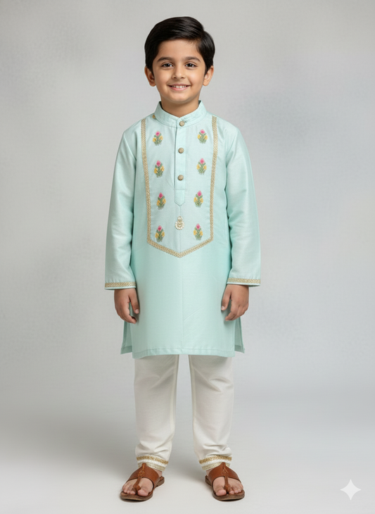 Blue silk kurta set