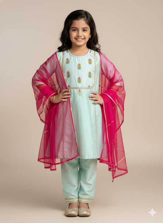 Blue silk kurta set