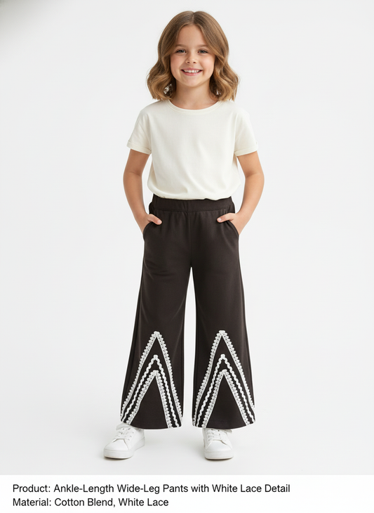 Black palazzo pants with crochet lace