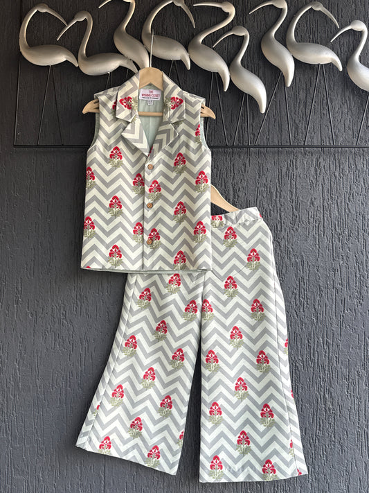 Grey floral print co-ord set