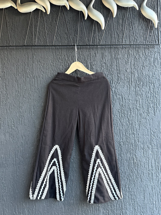Black palazzo pants with crochet lace
