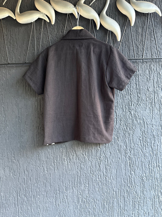 Black crochet lace shirt